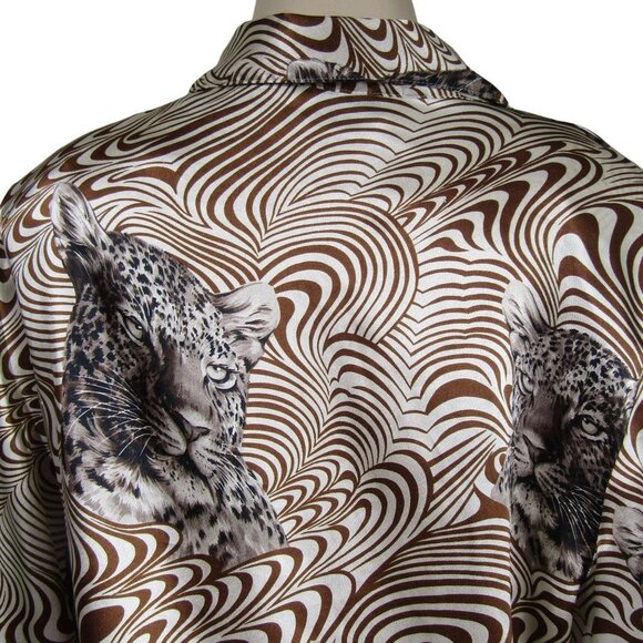 VTG 80s 90s SAFARI Leopard Animal Print Disco Novelty Button Front Shirt Top 10 - Picture 6 of 11